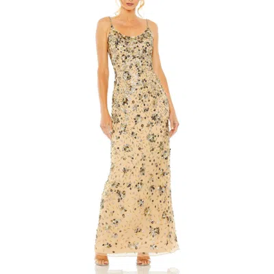 MAC DUGGAL MAC DUGGAL FLORAL EMBELLISHED SCOOP NECK EVENING GOWN