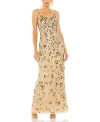 MAC DUGGAL FLORAL EMBELLISHED SCOOP NECK EVENING GOWN