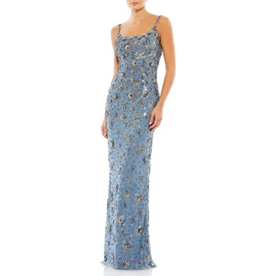 MAC DUGGAL MAC DUGGAL FLORAL EMBELLISHED SCOOP NECK EVENING GOWN
