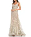 Mac Duggal Illusion Embroidered Sequin Sleeveless Gown In Nude Multi