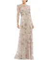 MAC DUGGAL FLORAL EMBROIDERED ILLUSION EVENING GOWN