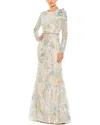 Mac Duggal Floral Embroidered Lace Trumpet Gown