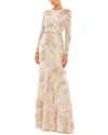 MAC DUGGAL FLORAL EMBROIDERED LACE TRUMPET GOWN