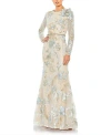 MAC DUGGAL FLORAL EMBROIDERED LACE TRUMPET GOWN