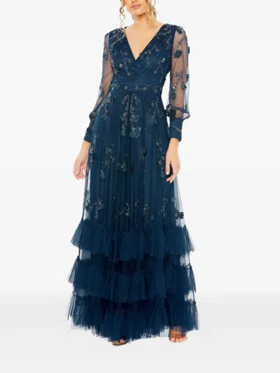 Mac Duggal Floral-embroidered Maxi Dress