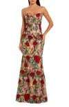 Mac Duggal Floral Embroidered Off The Shoulder Gown