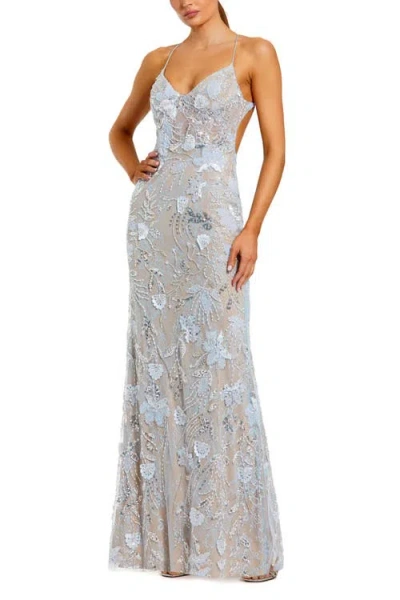 MAC DUGGAL MAC DUGGAL FLORAL EMBROIDERED SLEEVELESS OPEN BACK GOWN