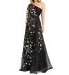Mac Duggal Floral Embroidery Embellishment Tulle Gown In Black In Black