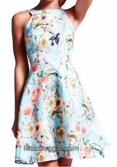 Mac Duggal Floral Halter Mini Dress In Multi Color