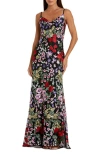 Mac Duggal Womens Embellished Illusion Evening Dress In Black Multi