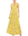 Mac Duggal Floral Plunge V-neck Gown