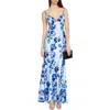 Mac Duggal Floral Print Cami Slip Gown In Blue