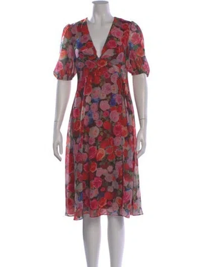 Pre-owned Mac Duggal Floral Print Knee-length Dress In Multi