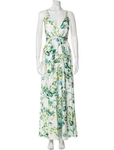 Pre-owned Mac Duggal Floral Print Long Dress In Multi
