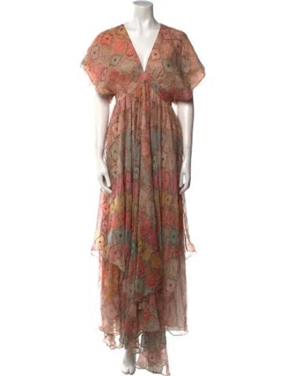 Pre-owned Mac Duggal Floral Print Long Dress In Multi