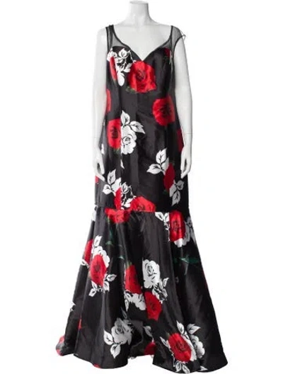 Pre-owned Mac Duggal Floral Print Long Dress In Multi