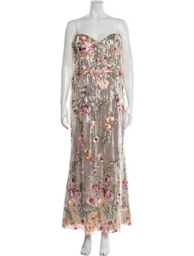 Pre-owned Mac Duggal Floral Print Long Dress In Multi