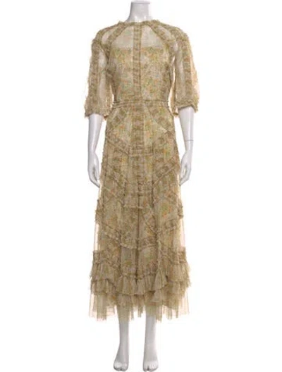 Pre-owned Mac Duggal Floral Print Long Dress In Multi