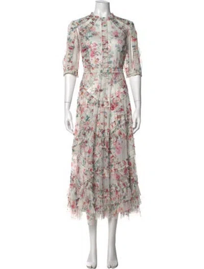 Pre-owned Mac Duggal Floral Print Long Dress In Multi