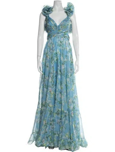 Pre-owned Mac Duggal Floral Print Long Dress In Multi