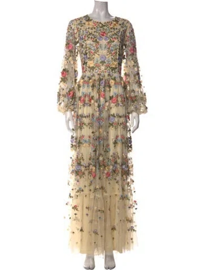 Pre-owned Mac Duggal Floral Print Long Dress In Multicolor