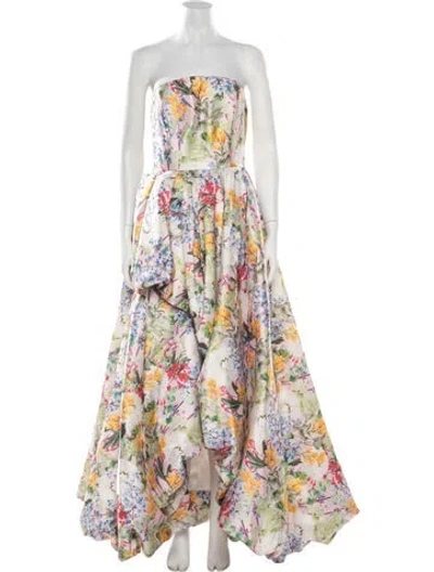 Pre-owned Mac Duggal Floral Print Long Dress In Multicolor