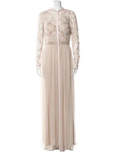 Pre-owned Mac Duggal Floral Print Long Dress In Neutral