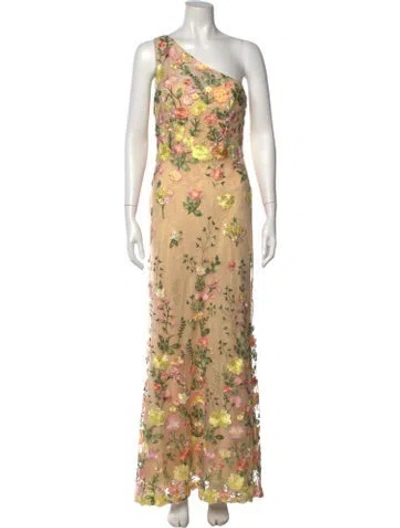 Pre-owned Mac Duggal Floral Print Long Dress In Neutral