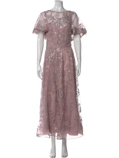 Pre-owned Mac Duggal Floral Print Long Dress In Pink