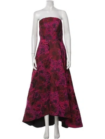 Pre-owned Mac Duggal Floral Print Long Dress In Pink