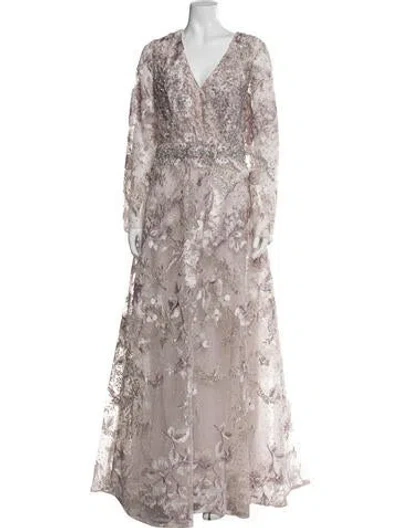 Pre-owned Mac Duggal Floral Print Long Dress W/ Tags In Multi