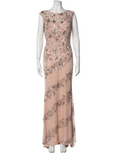 Pre-owned Mac Duggal Floral Print Long Dress W/ Tags In Neutrals
