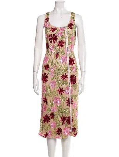 Pre-owned Mac Duggal Floral Print Long Dress W/ Tags In Pink