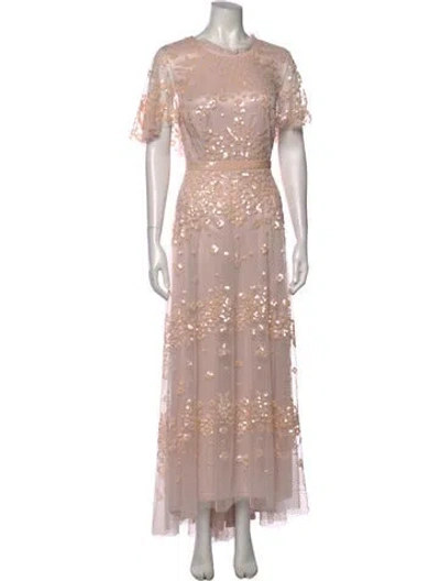 Pre-owned Mac Duggal Floral Print Long Dress W/ Tags In Pink