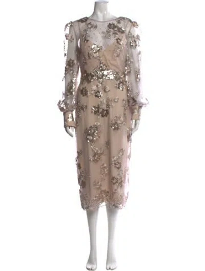 Pre-owned Mac Duggal Floral Print Long Dress W/ Tags In Pink