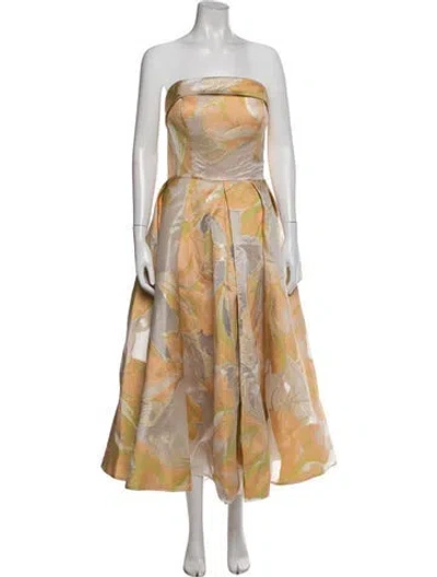 Pre-owned Mac Duggal Floral Print Midi Length Dress In Multi