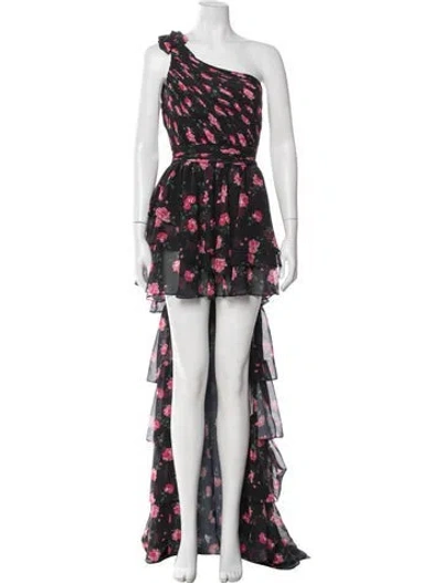 Pre-owned Mac Duggal Floral Print Mini Dress In Black