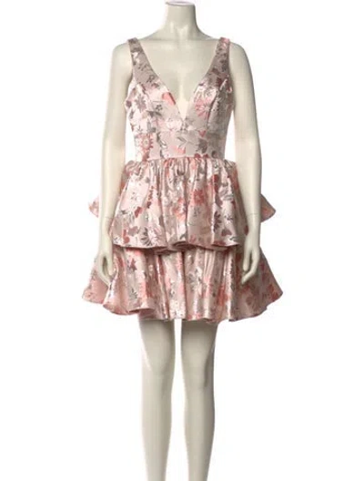 Pre-owned Mac Duggal Floral Print Mini Dress In Multi