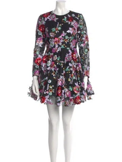 Pre-owned Mac Duggal Floral Print Mini Dress In Multi