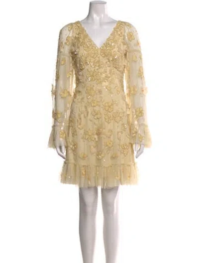 Pre-owned Mac Duggal Floral Print Mini Dress In Multi