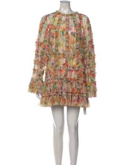 Pre-owned Mac Duggal Floral Print Mini Dress In Multi