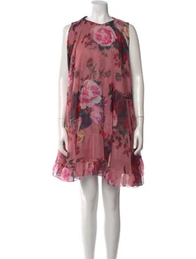 Pre-owned Mac Duggal Floral Print Mini Dress In Pink