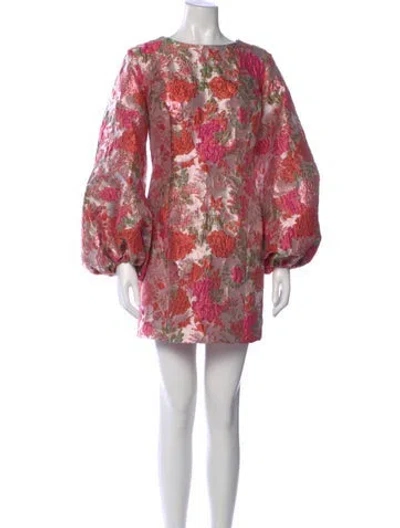 Pre-owned Mac Duggal Floral Print Mini Dress In Pink