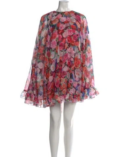 Pre-owned Mac Duggal Floral Print Mini Dress In Pink