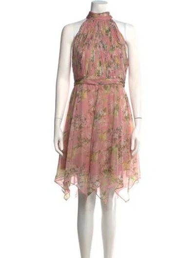 Pre-owned Mac Duggal Floral Print Mini Dress In Pink