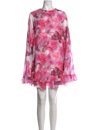 Pre-owned Mac Duggal Floral Print Mini Dress In Pink