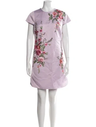 Pre-owned Mac Duggal Floral Print Mini Dress In Purple