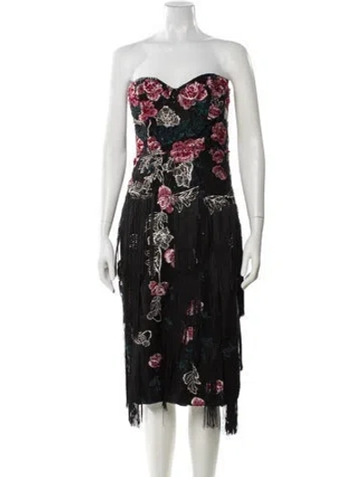 Pre-owned Mac Duggal Floral Print Mini Dress W/ Tags In Black