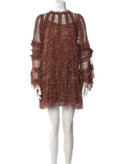 Pre-owned Mac Duggal Floral Print Mini Dress W/ Tags In Neutral