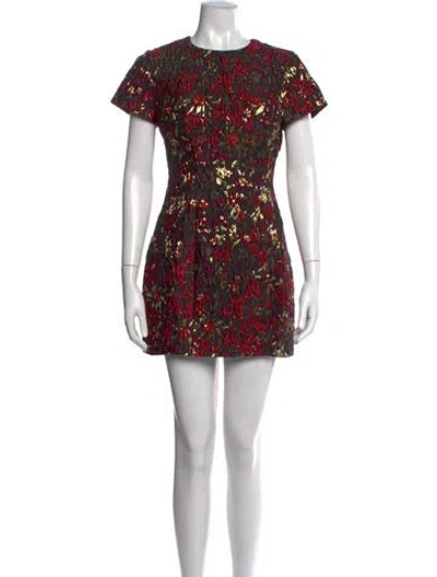 Pre-owned Mac Duggal Floral Print Mini Dress W/ Tags In Red